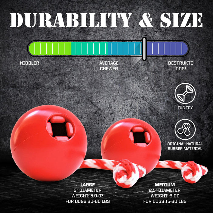 SodaPup USA-K9 Cherry Bomb Durable Rubber Chew Tug Toy Red