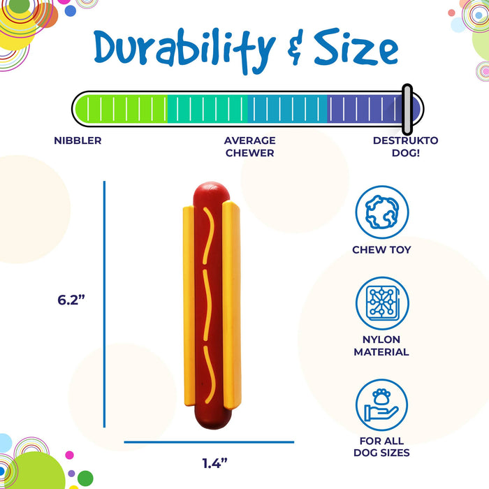 SodaPup Hot Dog Ultra Durable Nylon Dog Chew Toy