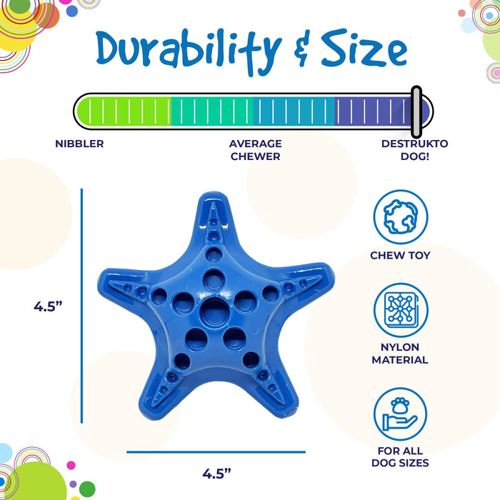 SodaPup Starfish Ultra Durable Nylon Dog Chew Toy for Aggressive Chewers