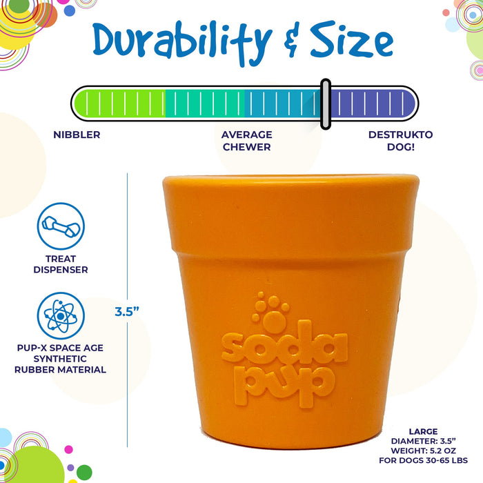 SodaPup Large Flower Pot Durable PUP-X Rubber eCup Treat Dispenser & Enrichment Toy