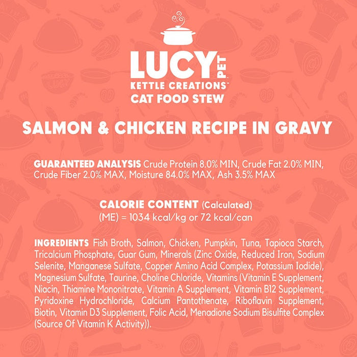 Lucy Pet Products Kettle Creations Adult Wet Cat Food Chicken & Salmon 2.75oz (Pack of 12)