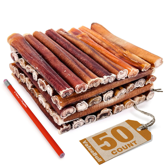 Value Pet Supplies ValueBull USA Bully Sticks for Large Dogs, Thick 6 Inch, 50 Count