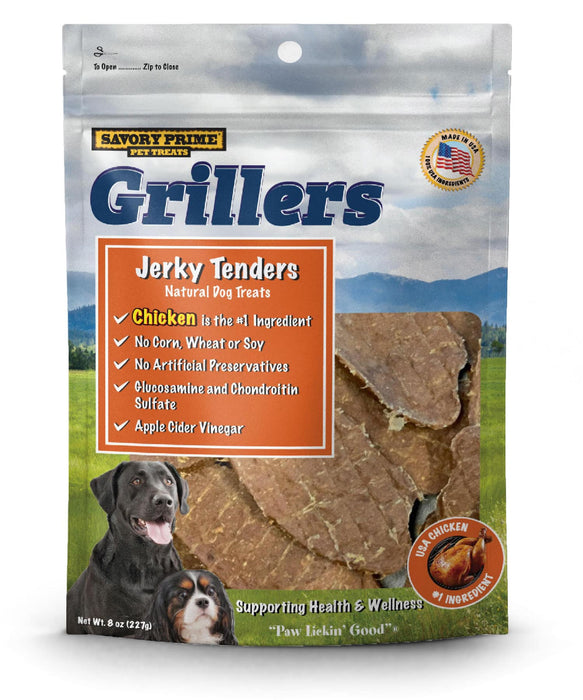 Savory Prime Grillers Jerky Tenders Dog Treats Chicken 8 oz