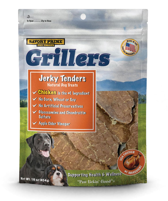 Savory Prime Grillers Jerky Tenders Dog Treats Chicken 16 oz