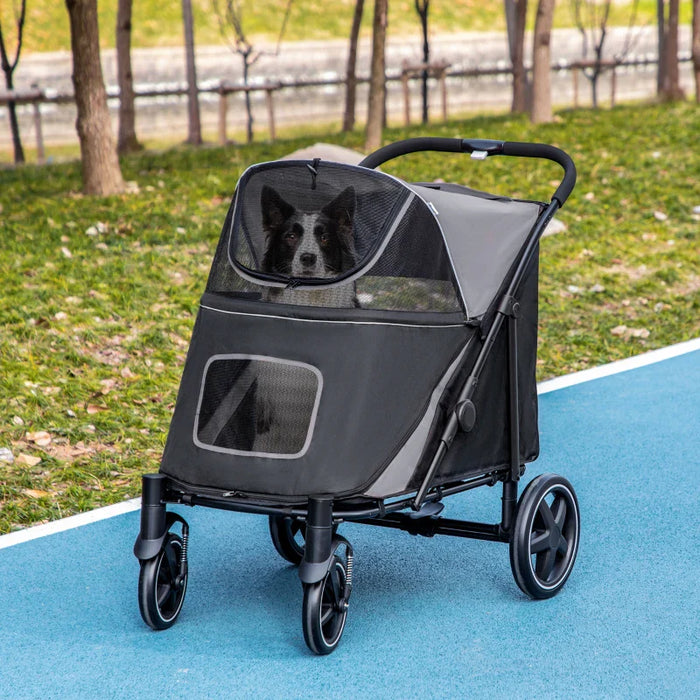 Furr Baby Gifts One-Click Foldable Stroller for Large Medium Small Dogs, Pet, Cats with Storage