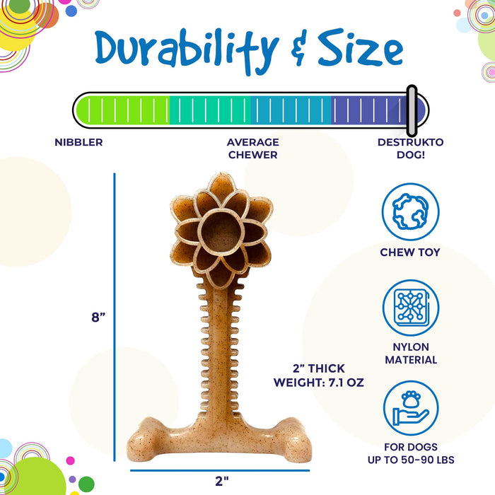 SodaPup Honey Bone Dental Flower Tower eChew Ultra Durable Nylon Dog Chew Toy - XL