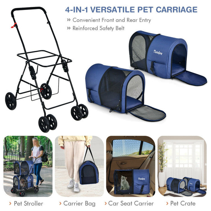 Furr Baby Gifts 4-in-1 Double Pet Stroller with Detachable Carrier and Travel Carriage