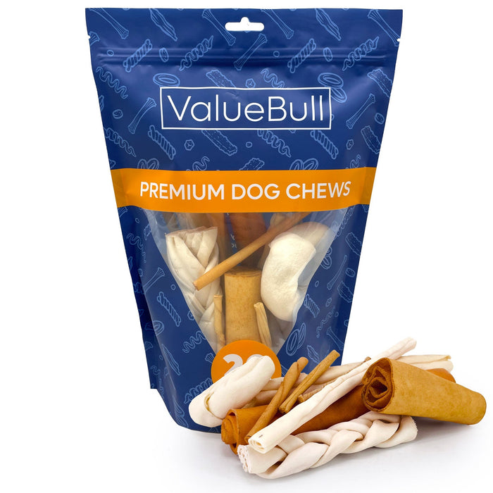 Value Pet Supplies ValueBull USA Rawhide, Varied Mix of Fun Shapes for Dogs - 1 lb