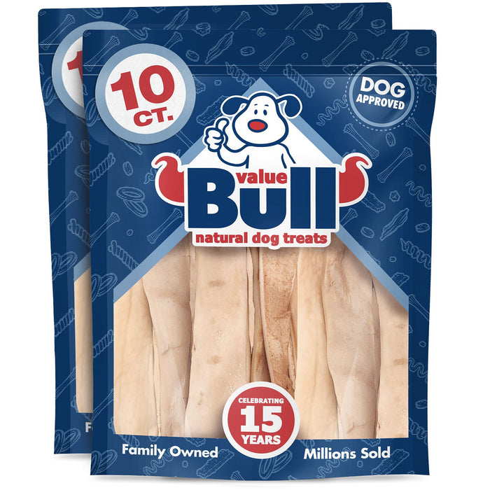Value Pet Supplies ValueBull Beef Cheek Slices, Long Lasting Dog Chews, Thick 9-10 Inch, 20 Count