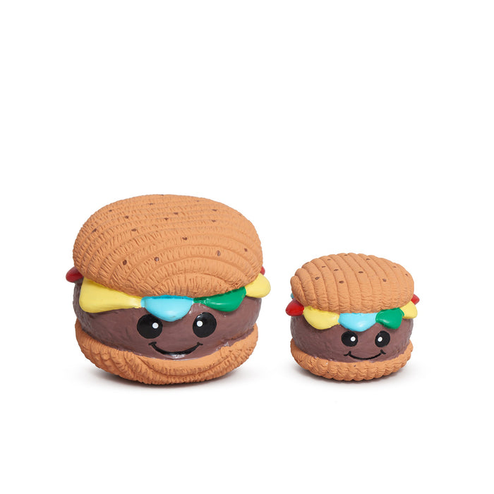 HuggleHounds Big Buns Foodies Hamburger Ruff-Tex® Latex Ball Dog Toy