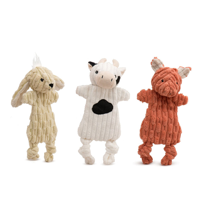 HuggleHounds Barnyard HuggleFlatties™ Assorted Durable Plush Dog Toys (Pack of 3)