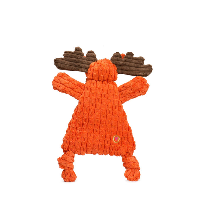 HuggleHounds Morris Moose HuggleFlatties™ Durable Plush Dog Toy, Orange