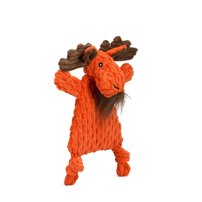 HuggleHounds Morris Moose HuggleFlatties™ Durable Plush Dog Toy, Orange