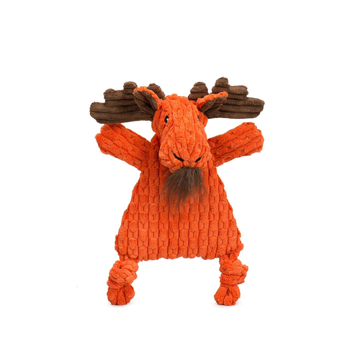 HuggleHounds Morris Moose HuggleFlatties™ Durable Plush Dog Toy, Orange