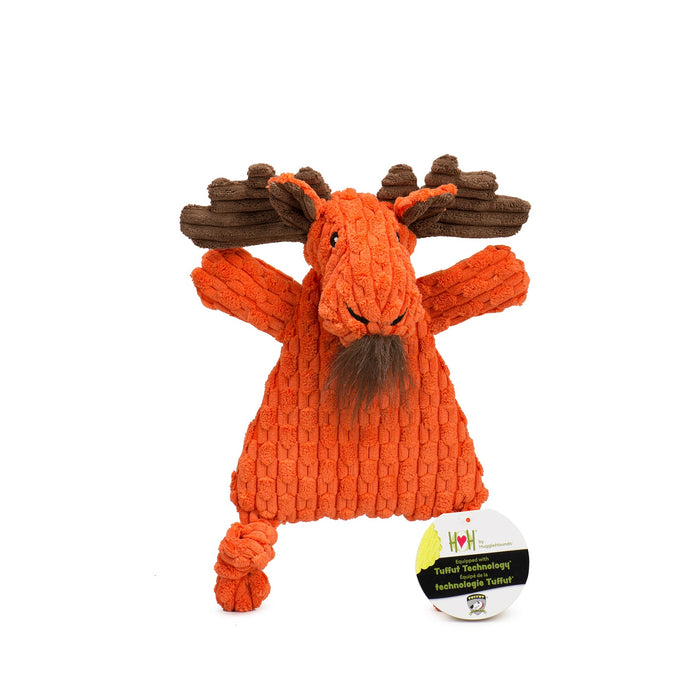 HuggleHounds Morris Moose HuggleFlatties™ Durable Plush Dog Toy, Orange