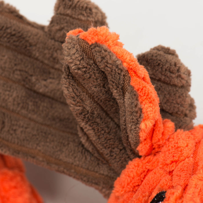 HuggleHounds Morris Moose HuggleFlatties™ Durable Plush Dog Toy, Orange
