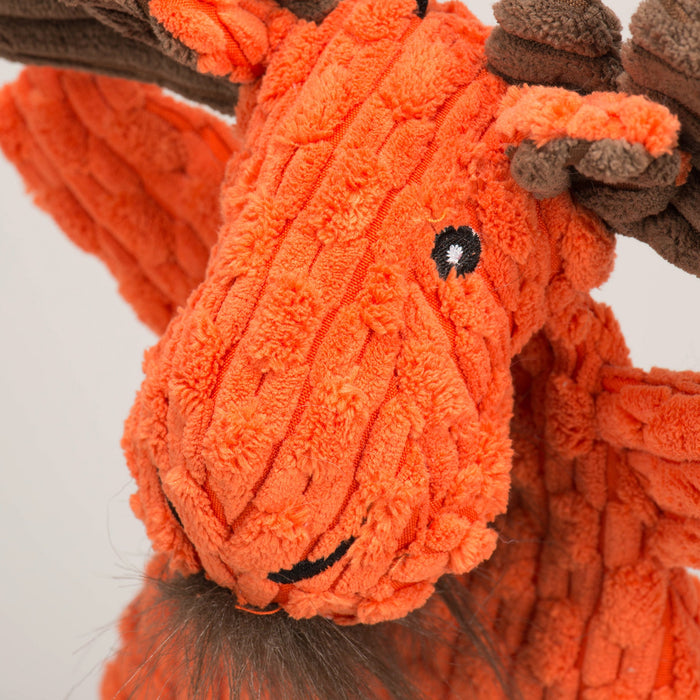 HuggleHounds Morris Moose HuggleFlatties™ Durable Plush Dog Toy, Orange