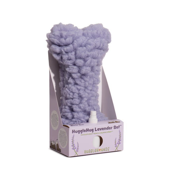HuggleHounds HuggleHug™ Lavender Bone & 2oz Calming Spray Dog Toy Set
