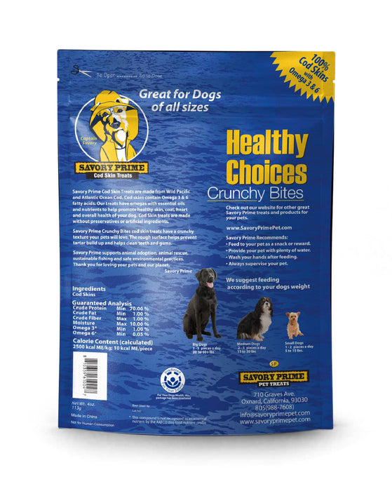 Savory Prime Cod Skin Crunchy Bites Dog Treats 16 oz