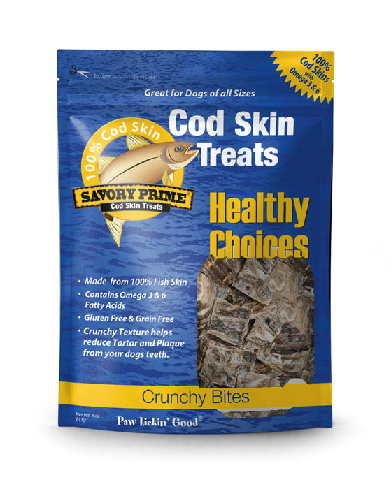 Savory Prime Cod Skin Crunchy Bites Dog Treats 4 oz