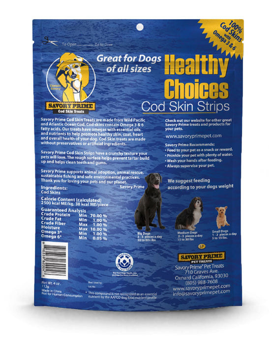 Savory Prime Cod Skin Strips Dog Treat 8 oz