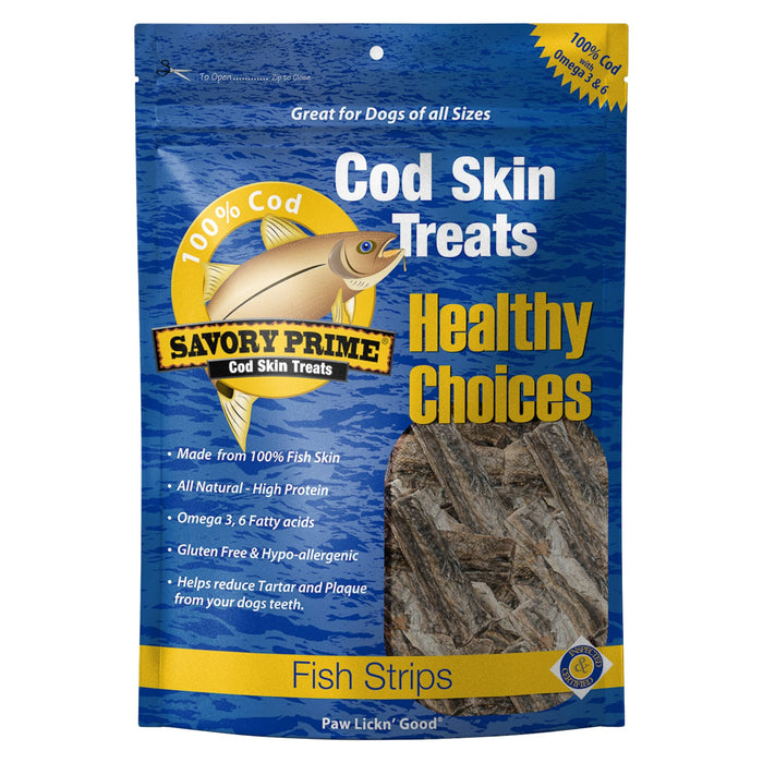 Savory Prime Cod Skin Strips Dog Treat 8 oz