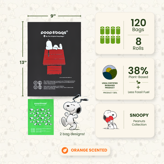 The Original Poop Bags Snoopy® Orange Scented Leash Roll Poop Bags