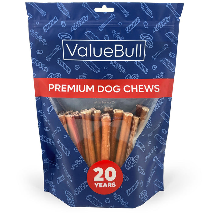 Value Pet Supplies ValueBull Bully Sticks for Large Dogs, Thick 6 Inch, 25 Count