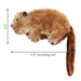 Plush toy beaver with measurements on a white background