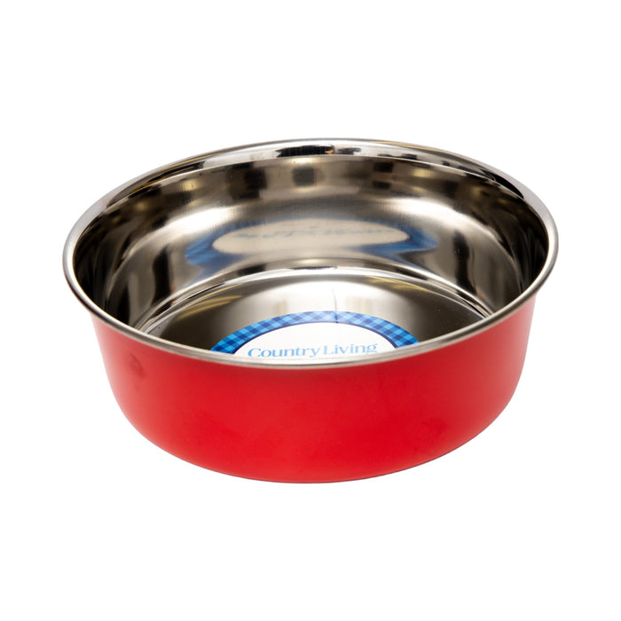 Country Living Set of 2 Heavy Gauge Stainless Steel Dog Bowls - Perfect for Food & Water