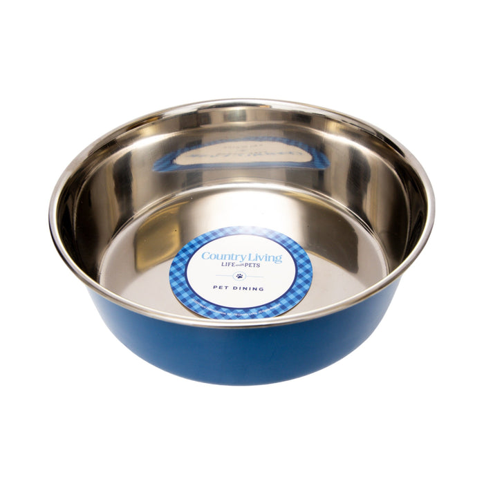 Country Living Set of 2 Heavy Gauge Stainless Steel Dog Bowls - Perfect for Food & Water