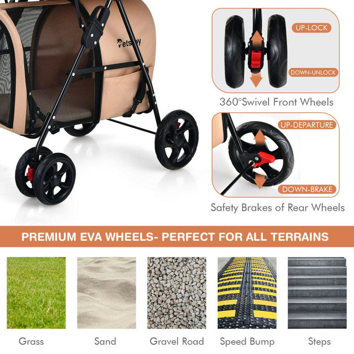 Furr Baby Gifts 4-in-1 Double Pet Stroller with Detachable Carrier and Travel Carriage