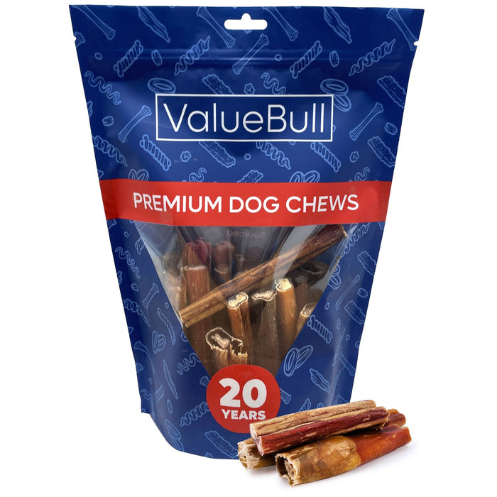 Value Pet Supplies ValueBull Bully Sticks for Large Dogs, Thick 4-6 Inch, Varied Shapes, 25 Count