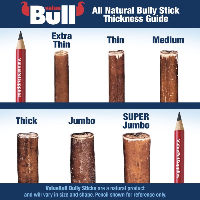 Value Pet Supplies ValueBull USA Bully Sticks for Small Dogs, Thin 12 Inch, 50 Count