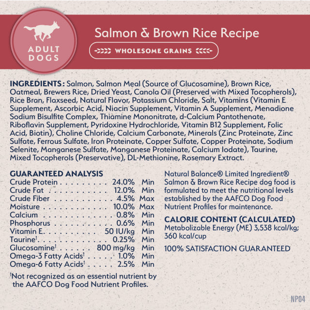 Natural Balance Pet Foods Limited Ingredient Dry Dog Food Salmon & Brown Rice 4lb