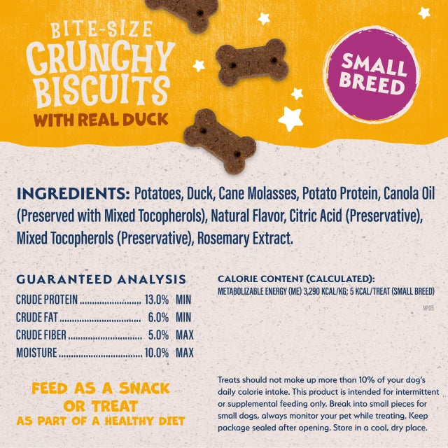 Natural Balance Pet Foods Rewards Bite-Size Crunchy Biscuits Small Breed Dog Treats Duck 8oz