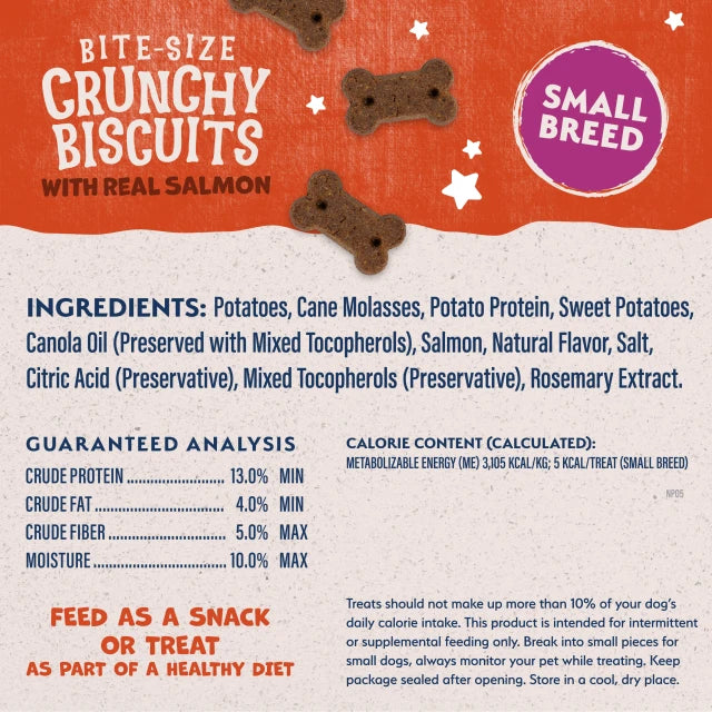 Natural Balance Pet Foods Rewards Bite-Size Crunchy Biscuits Small Breed Dog Treats Salmon 8oz