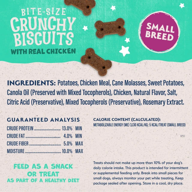 Natural Balance Pet Foods Rewards Bite-Size Crunchy Biscuits Small Breed Dog Treats Chicken 8oz