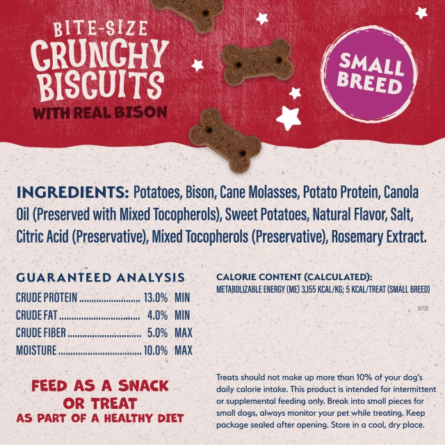 Natural Balance Pet Foods Rewards Bite-Size Crunchy Biscuits Small Breed Dog Treats Bison 8oz