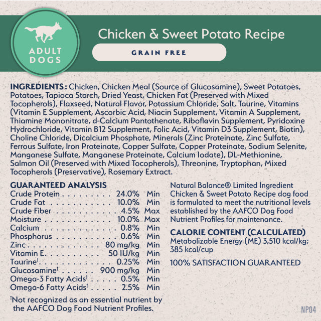 Natural Balance Pet Foods Limited Ingredient Grain Free Dry Dog Food Chicken & Sweet Potato 4lb