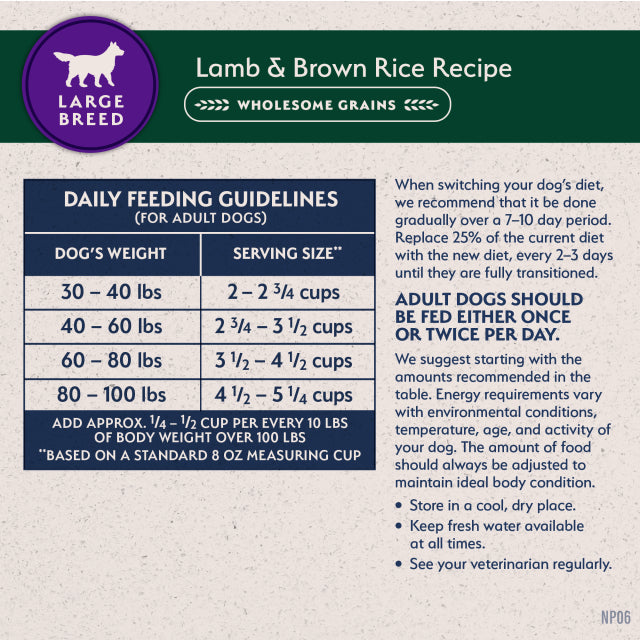Natural Balance Pet Foods Limited Ingredient Large Breed Dry Dog Food Lamb & Brown Rice 26lb