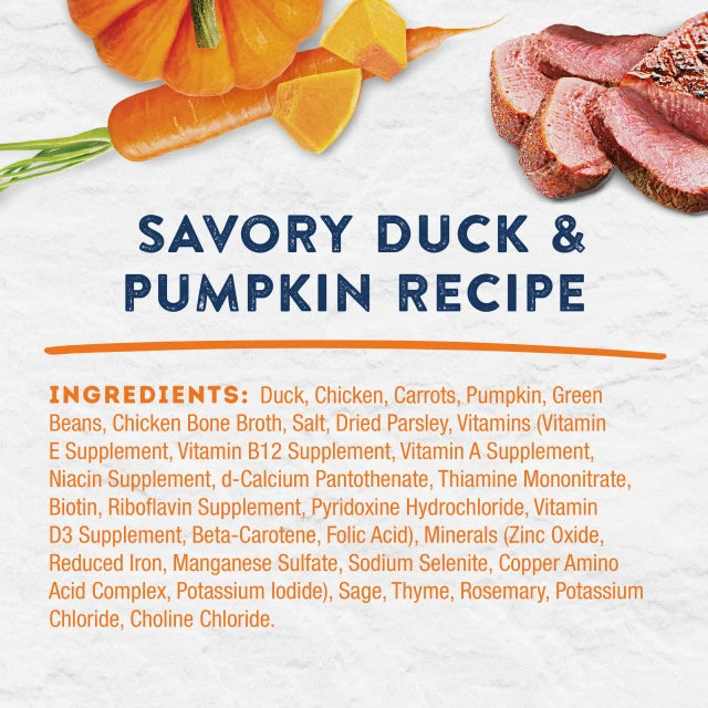 Natural Balance Pet Foods Original Ultra Platefulls Wet Dog Food Pouch Savory Duck & Pumpkin Recipe 9oz (Pack of 12)