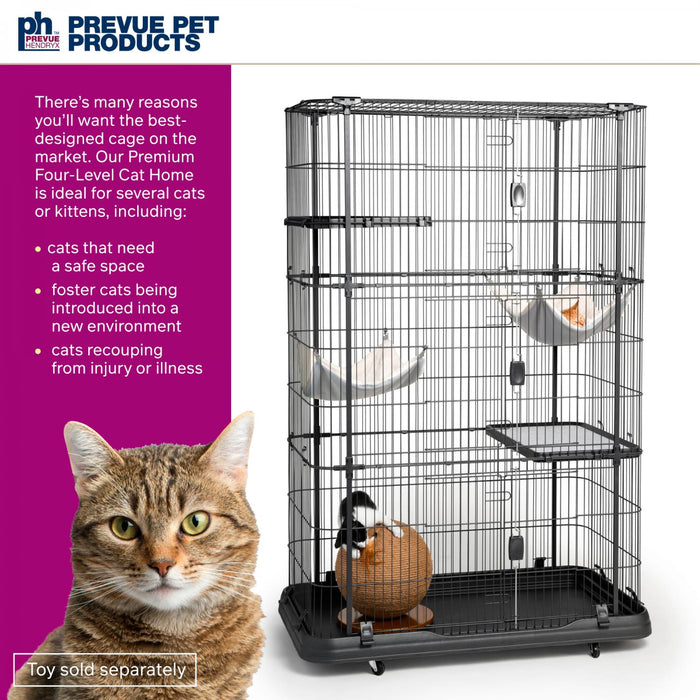 Prevue Pet Products Premium Cat Home with Four Levels, Black