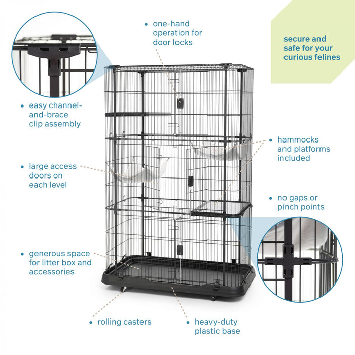 Prevue Pet Products Premium Cat Home with Four Levels, Black
