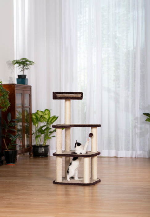Prevue Pet Products Kitty's Level-Up Cat Tower, Plum & Gray