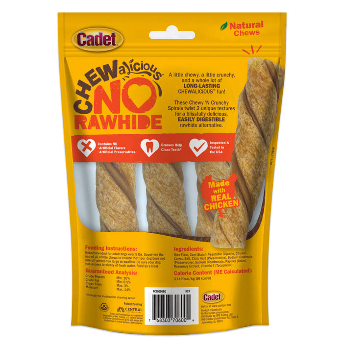 Cadet Chewalicious Chewy 'N Crunchy Rawhide-Free Natural Spirals Chicken (3 Count)