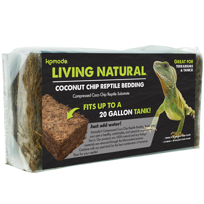 Komodo Living Natural Coconut Chip Reptile Bedding Brick 1pk