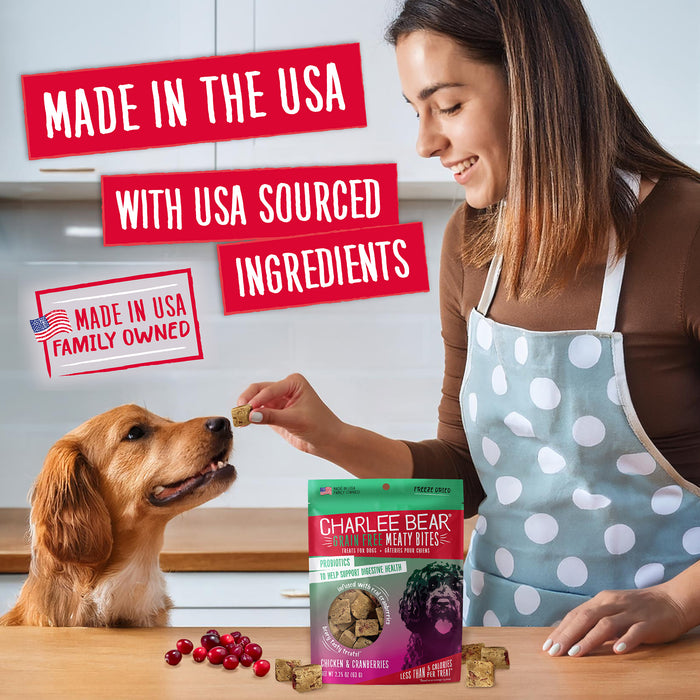 Charlee Bear Meaty Bites Dog Treats Chicken with Cranberries 2.25oz