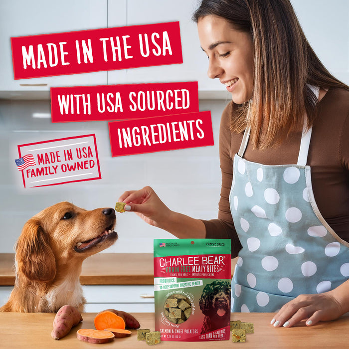 Charlee Bear Meaty Bites Dog Treats Salmon with Sweet Potatoes 2.25oz