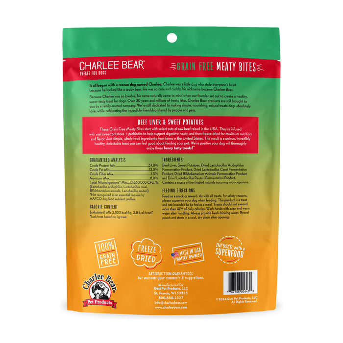Charlee Bear Meaty Bites Dog Treats Beef liver with Sweet Potatoes 2.25oz